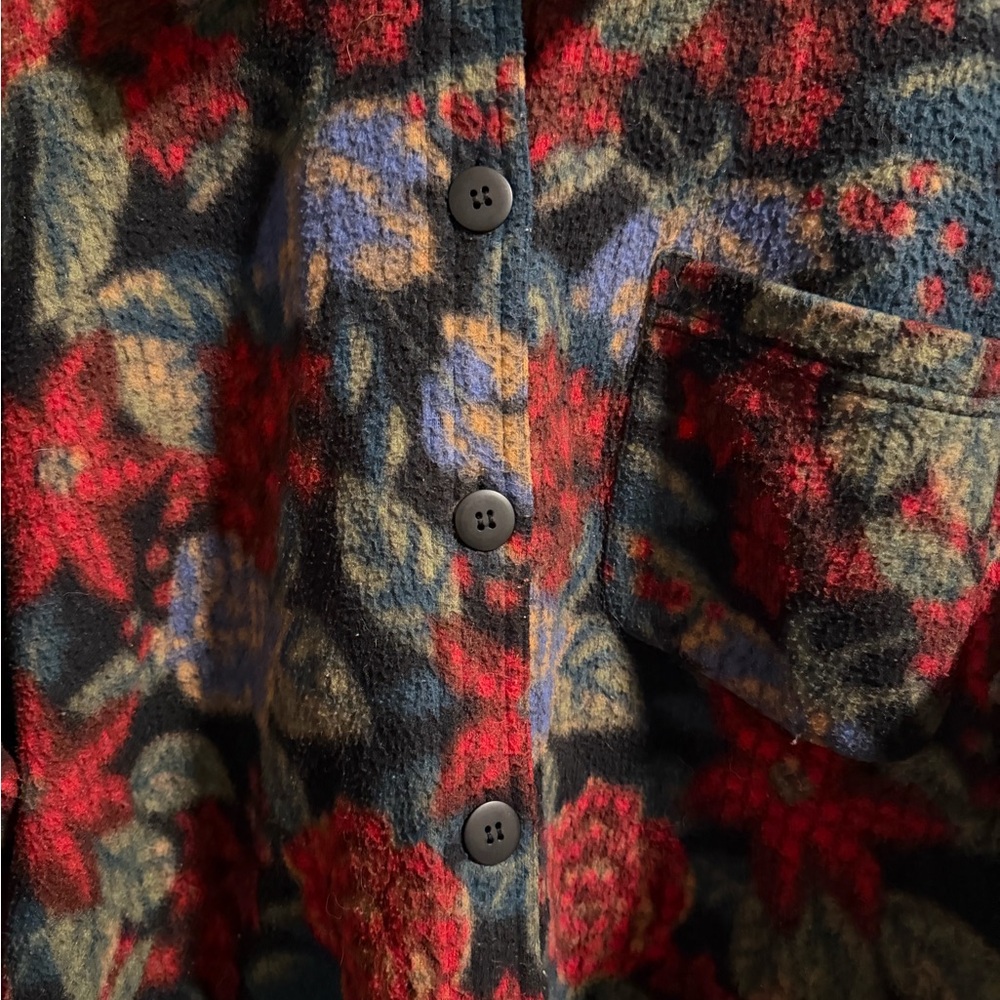 Floral Button-Up Fleece Jacket - Picture 2 of 5